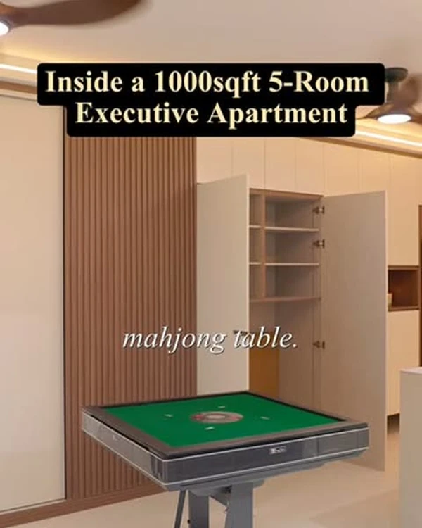 Reel thumbnail: a mahjong table concealed inside built-in joinery