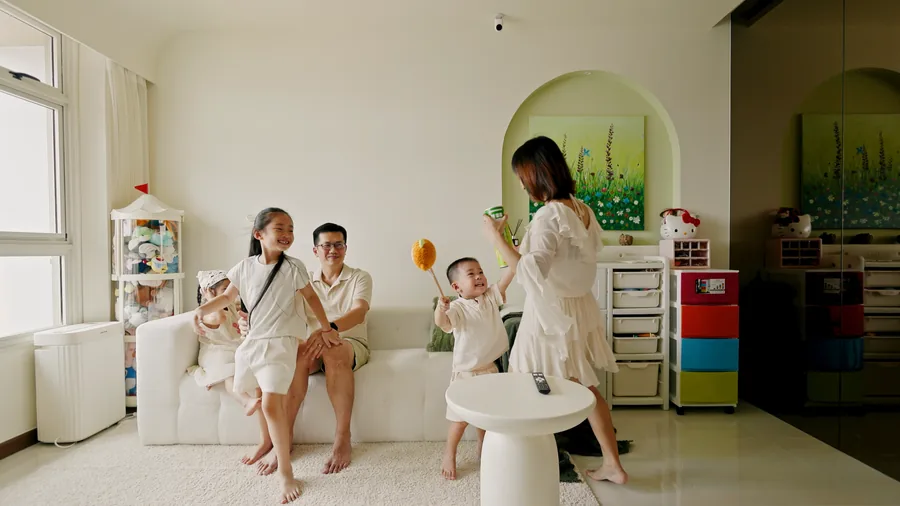A family in their completed home